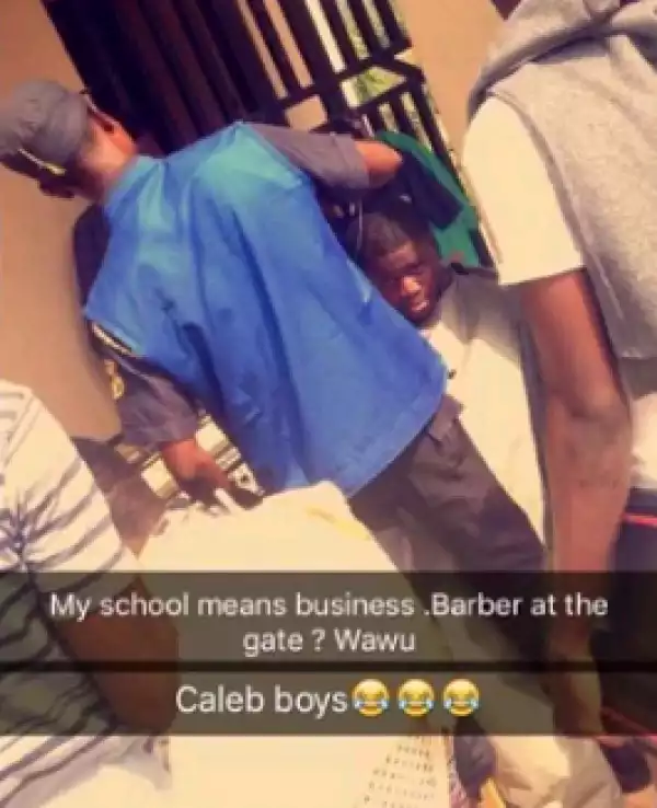 Caleb University keep barbers to cut students hair at school gate (Photo)